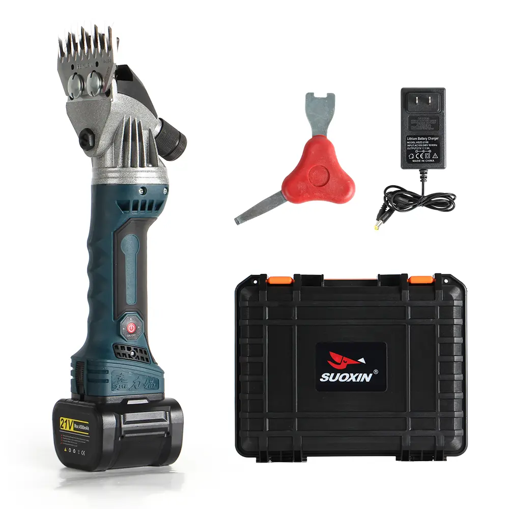 Professional Cordless Electric Wool Sheras,21V Rechargeable Shearing Clipper with 6 Speed and Two Lithium Batteries Sheep Shears