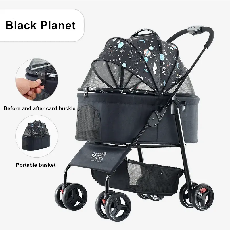 Best Price Luxury Pet Stroller Cart Pet Travel Strollers For Dog Cat With 4 Wheels