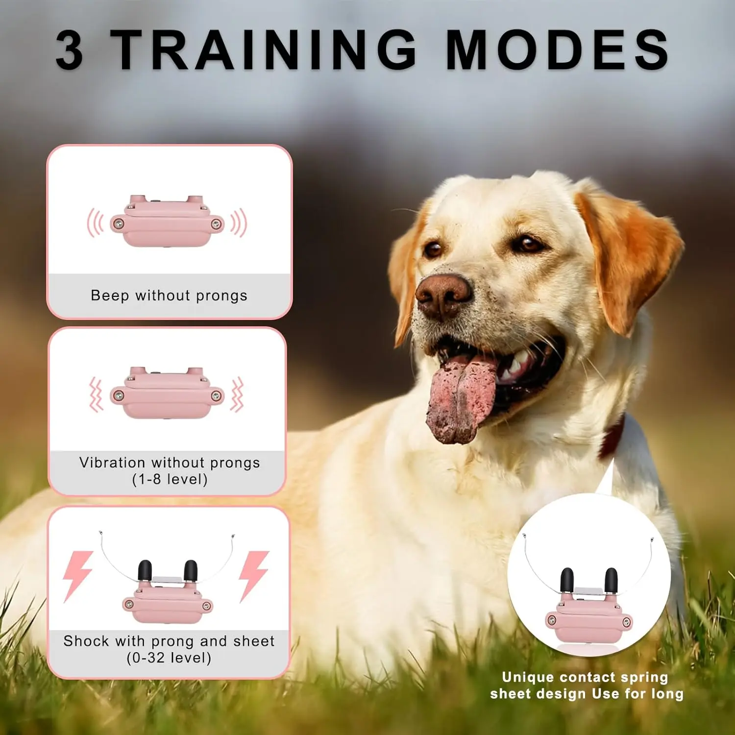 Electronic Dog Training Collar Anti Bark Collar Dog Wired Shock Rechargeable Waterproof Remote Control Dog No Barking Collar