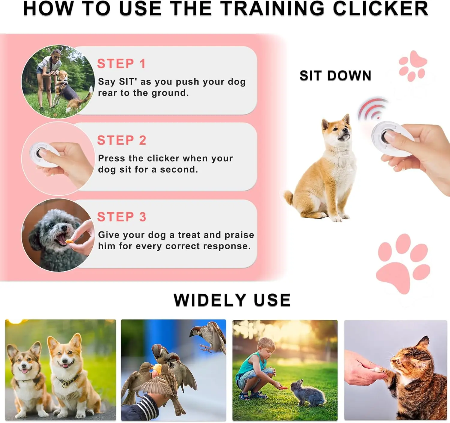 Electronic Dog Training Collar Anti Bark Collar Dog Wired Shock Rechargeable Waterproof Remote Control Dog No Barking Collar