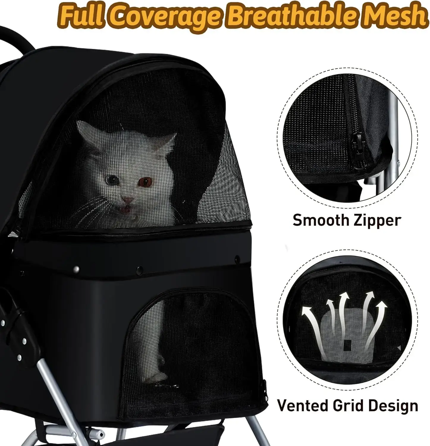 Foldable dog stroller detachable pet stroller 4 wheels dog trolley carrier travel cart for dogs and cats
