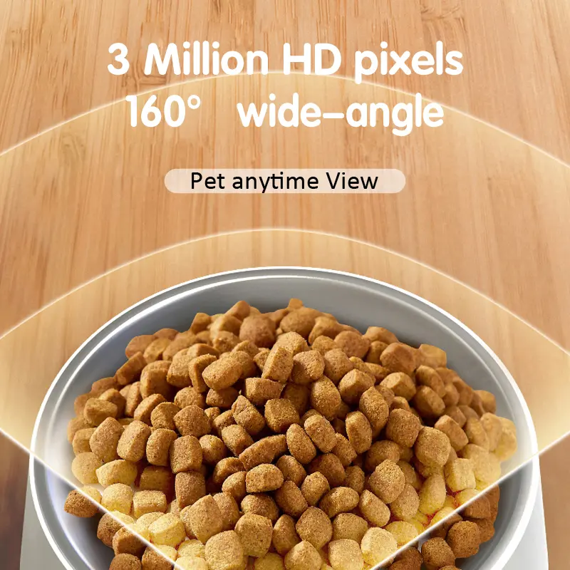 Smart Automatic 3MP Wifi Camera Auto Cat/dog Food Dispenser Multi Pets Feeder with Battery Cctv Camera for Home
