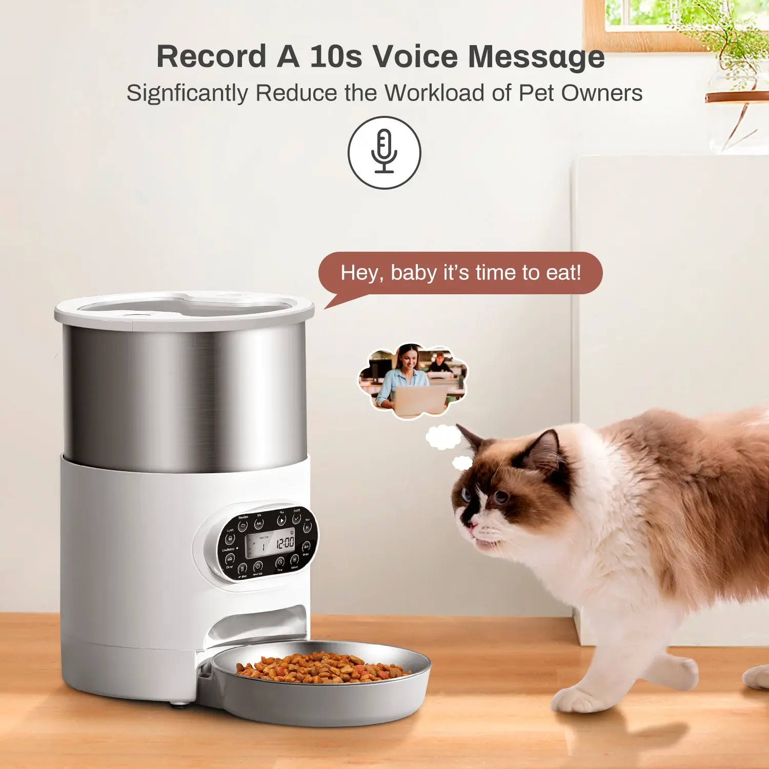 High-looking Animal Feeding Water Dispenser 3L Automatic Pet Feeder Intelligent Control Stainless Steel Food Tray Pet Feeder