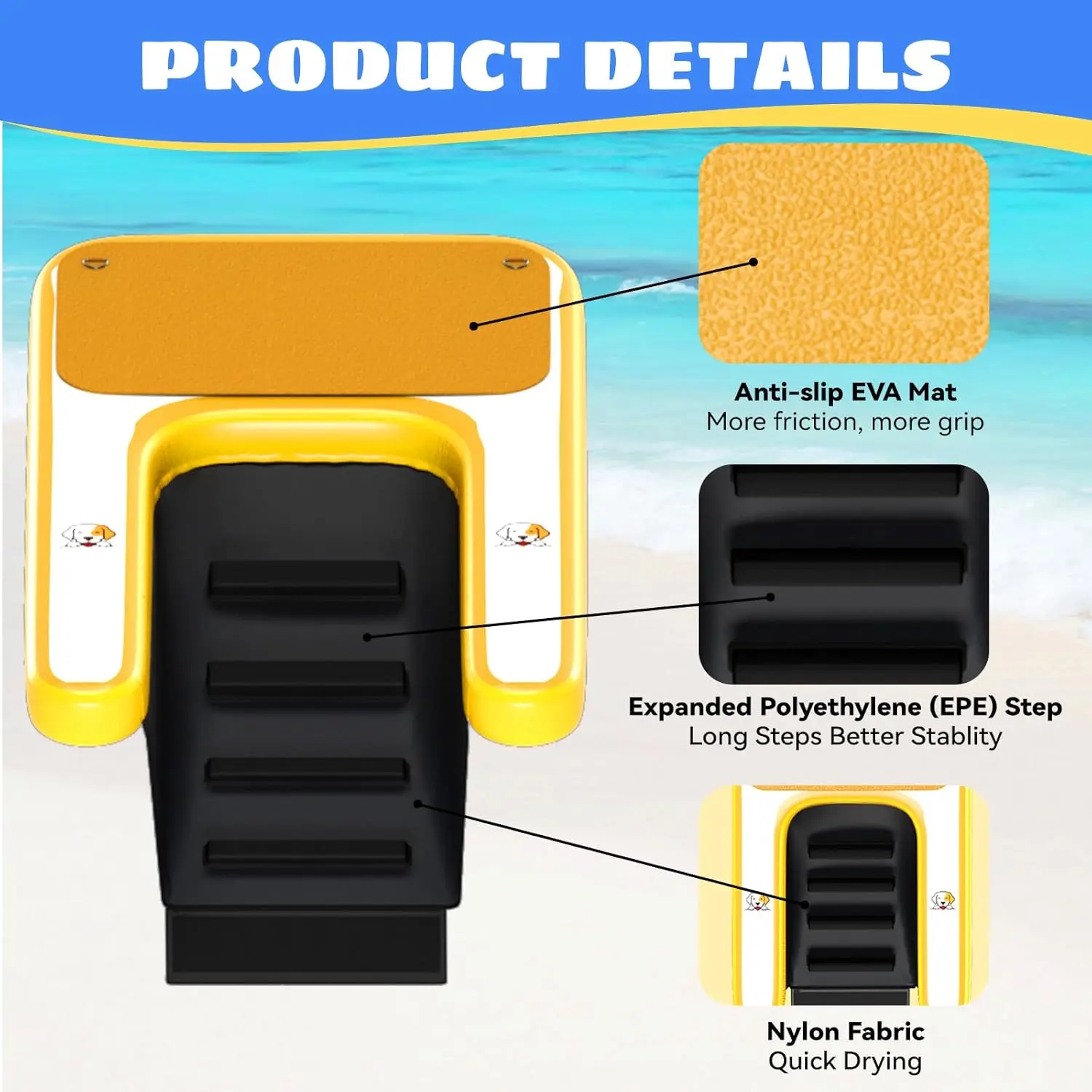 Dog Ramp on Water with Ladder Steps Hot Sale Inflatable Dog Boat Ramp