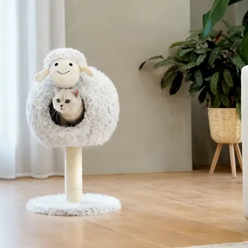 Pet Toys Eco-friendly Wood Scratcher Play Condo Tower Furniture Big Cat Tree House