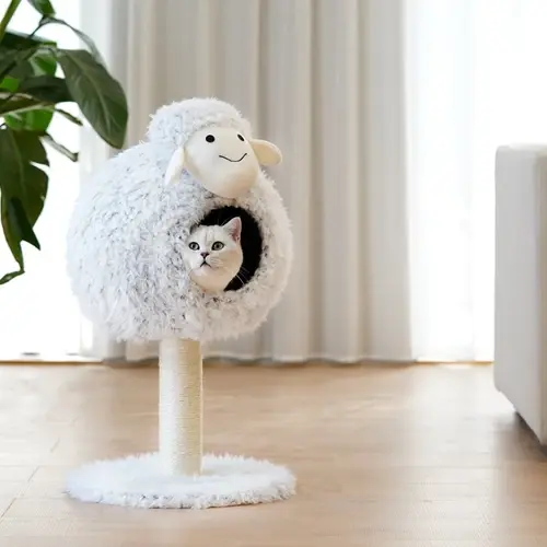 Pet Toys Eco-friendly Wood Scratcher Play Condo Tower Furniture Big Cat Tree House