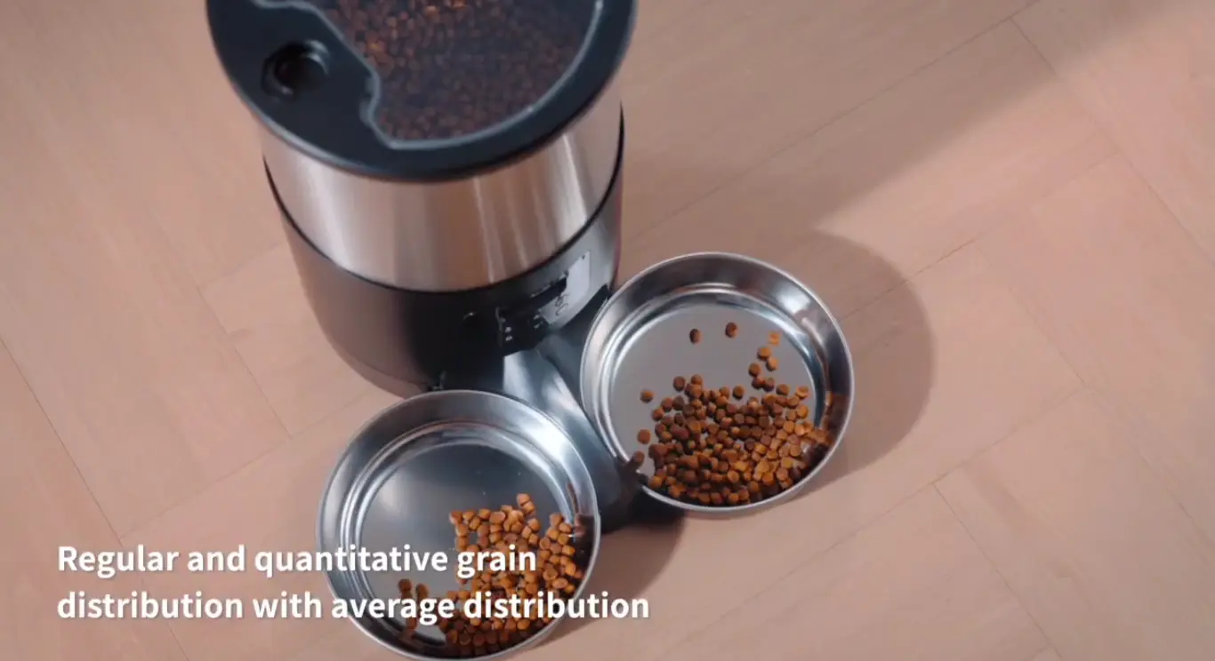 Automatic Cat Feeders for Two Cats, Pet Feeder for Cats and Dogs Timed Cat Feeder Pet Dry Food Dispenser, Black Two Meal Bowls