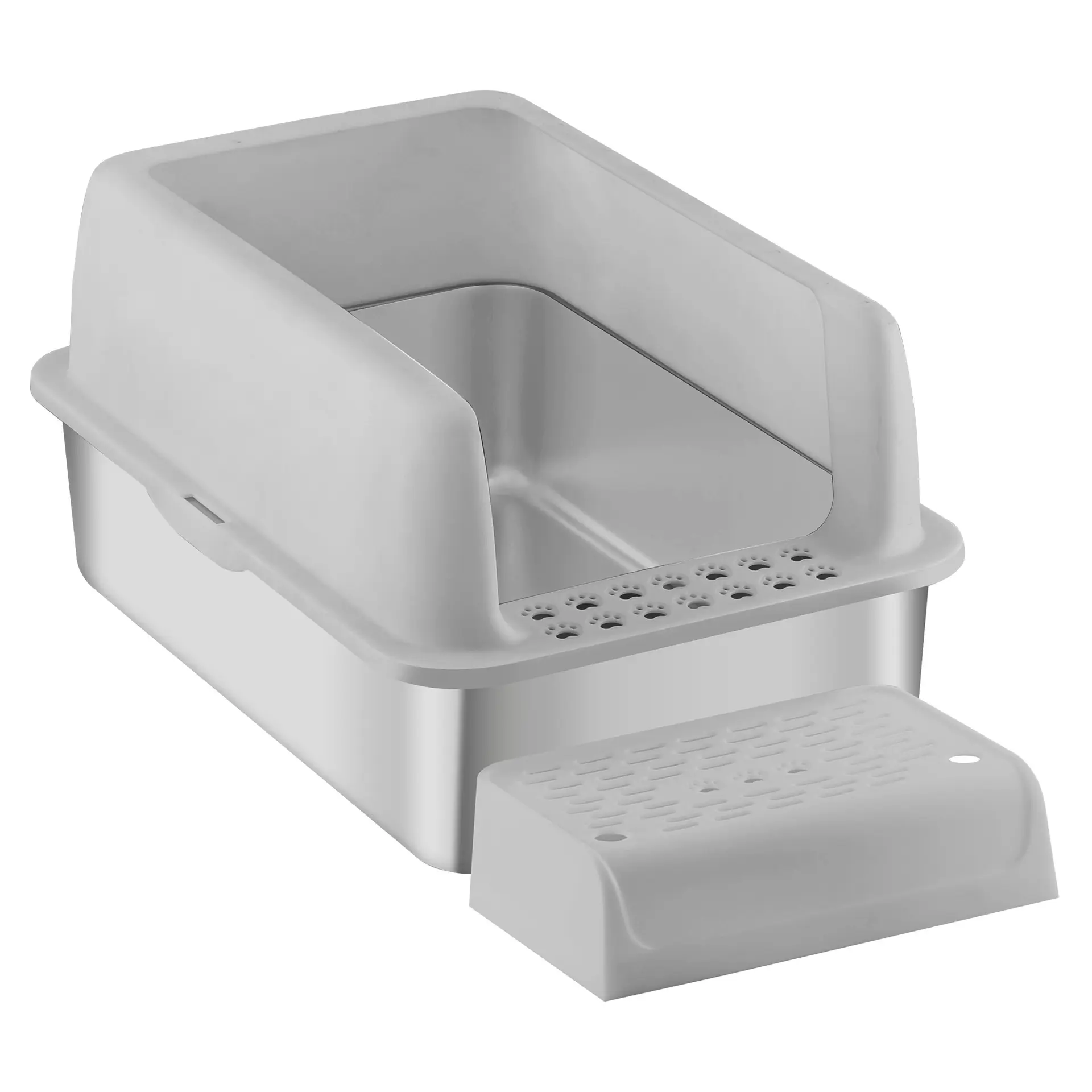 Stainless Steel Cat XL Litter Box Semi Closed Cat Litter Box Easy Cleaning Metal Litter Pan Tray