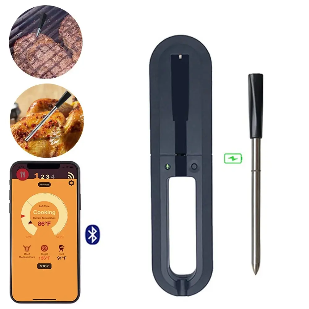 Phone APP Smart Remote Digital Waterproof Battery Charged  Wireless  Meat Thermometers