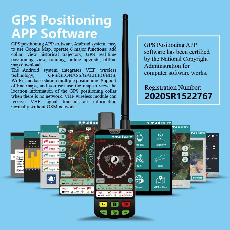 Anti-lost gps Trackers  Dog Collar Software Harness Dog GPS Pet Tracking Device With Handheld And 2 Training Collars