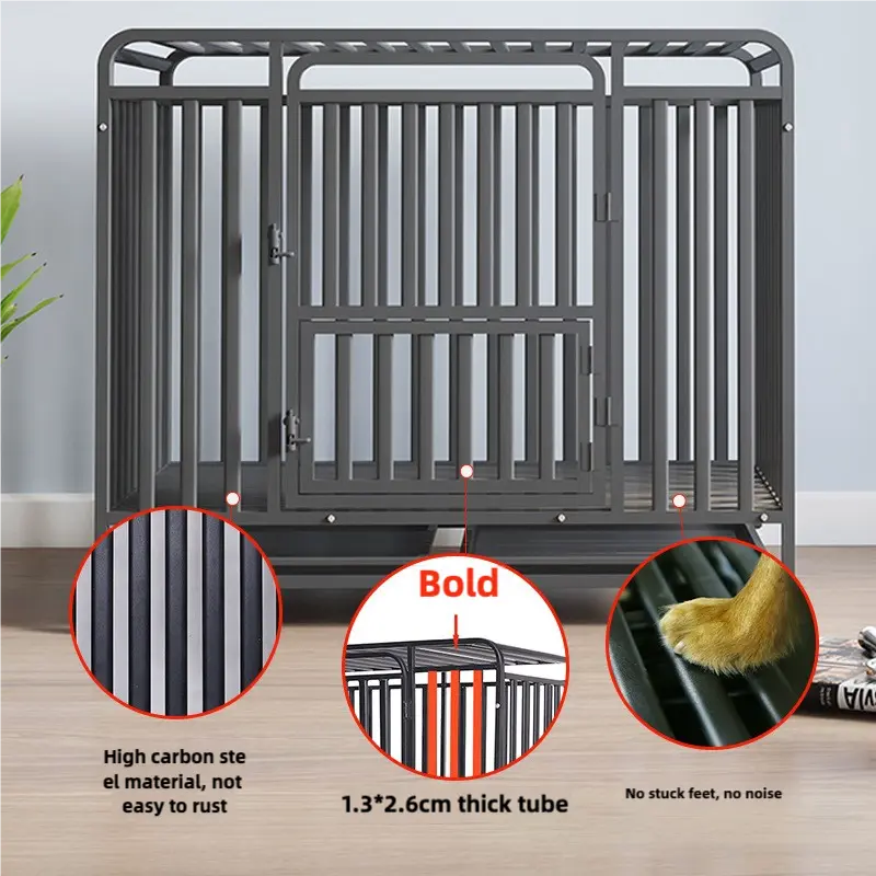 Heavy Duty Indoor Dog House Large Dog Cage with Wheels Mobile Six-Sided Square Tube Kennel Pet Playpen Solid Pattern Box Packing