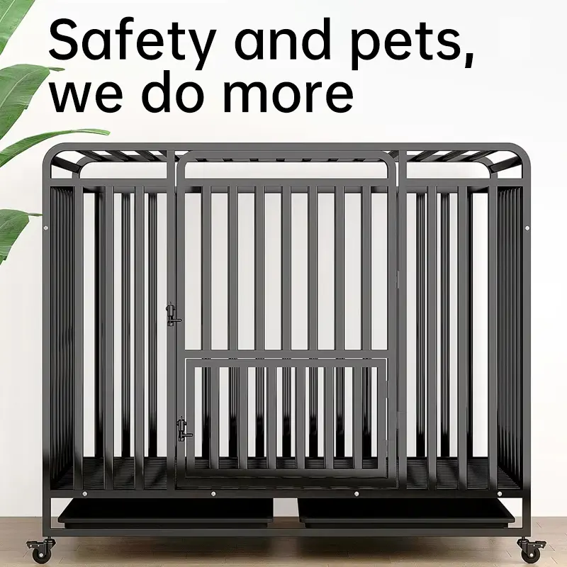 Heavy Duty Indoor Dog House Large Dog Cage with Wheels Mobile Six-Sided Square Tube Kennel Pet Playpen Solid Pattern Box Packing