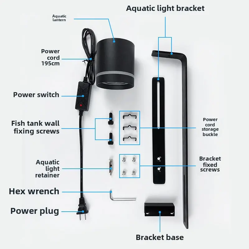 Waterproof 220V Full Spectrum LED Lighting Lamp for Small Aquariums COB Lens Color-Changing Effect Algae Explosion Fish Tank