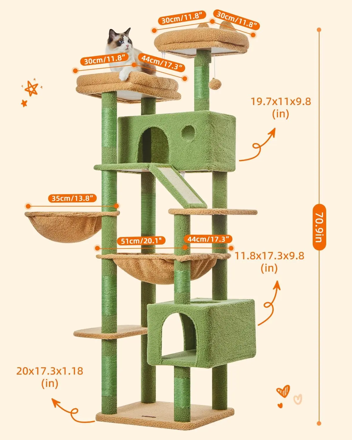 Big Discount Sale 71Inch Cat Tower for Large Adult Indoor Multi-Level Cat Condo Sisal Scratching Posts Cat Trees Scratcher