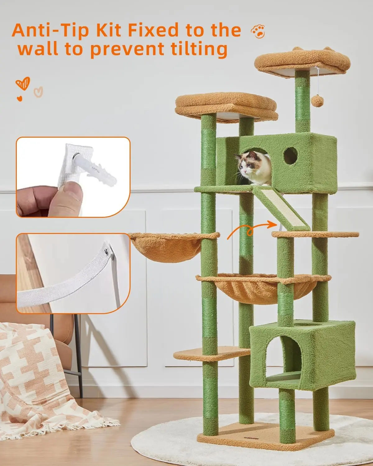 Big Discount Sale 71Inch Cat Tower for Large Adult Indoor Multi-Level Cat Condo Sisal Scratching Posts Cat Trees Scratcher
