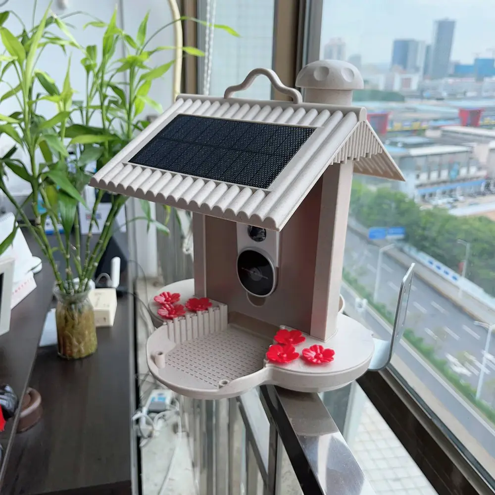 Hi Birds 1.5L 2MP Video Cameras Solar Panels Smart Humming Bird Feeder With Camera Notification Wireless Outdoor Webcam 1080p