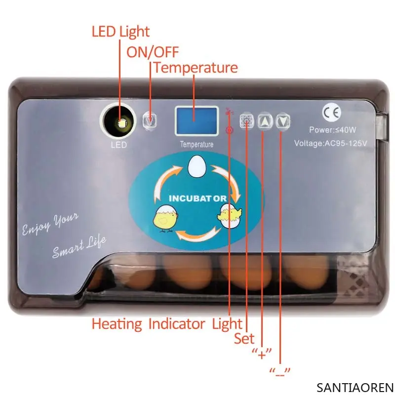 Portable 12  Eggs Incubator Easy Cleaning Hatching Automatic Controller for Incubator Eggs