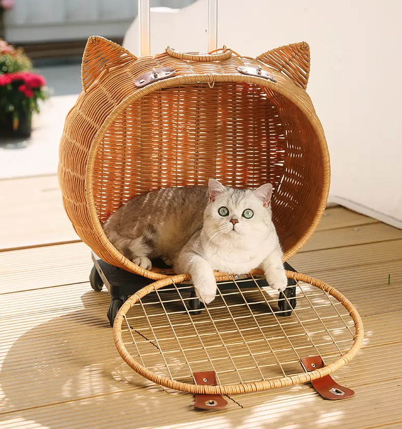 New Fashion High-Appearance Telescopic Handle Pet Carrier Woven Suitcase Dog Backpack Stress-Resistant Cat Transport Luggage