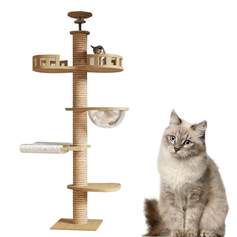 Cat Toy Source Factory Wholesale Tongtian Column Cat Climbing Frame Solid Wood Bold and Solid Wood Multifunctional