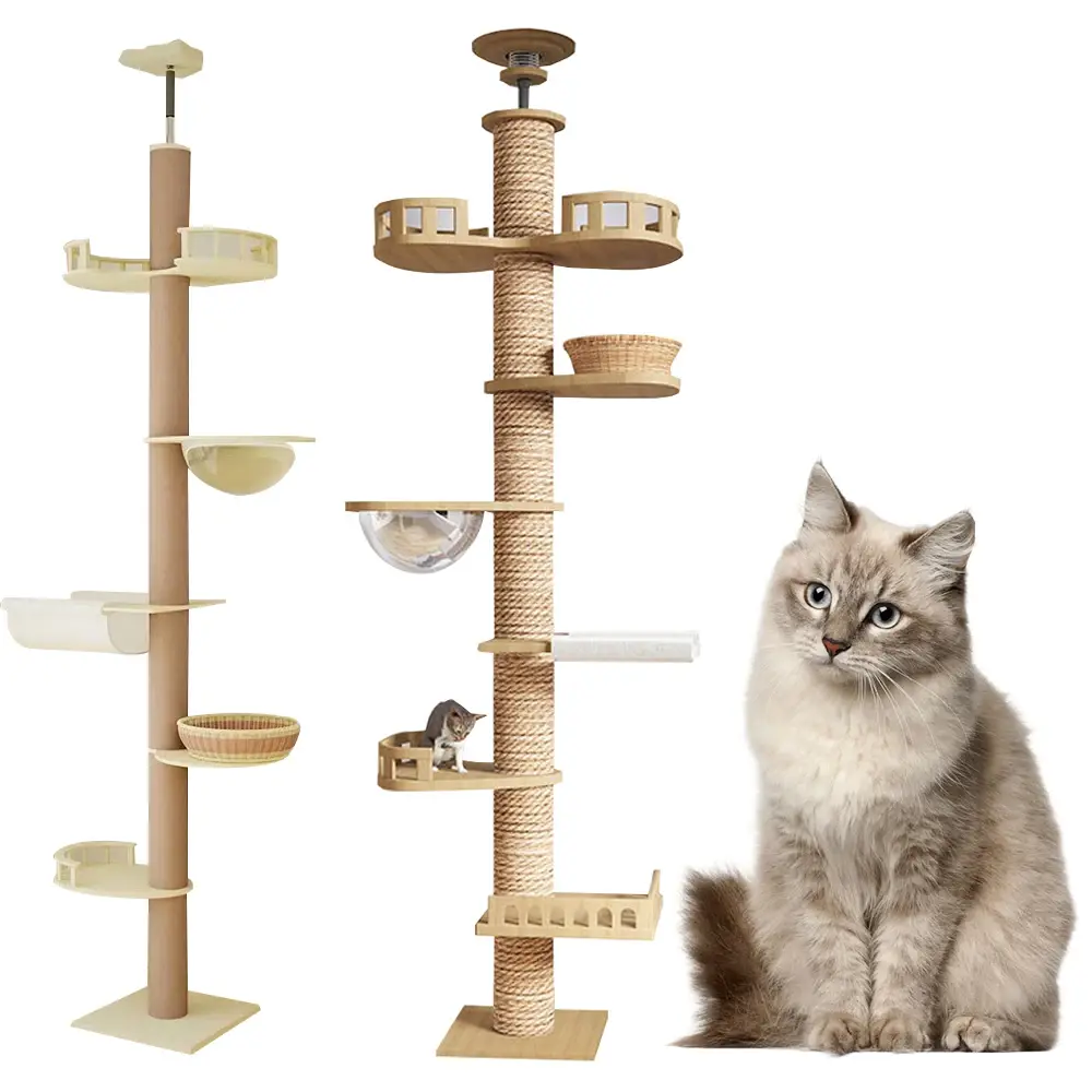Cat Toy Source Factory Wholesale Tongtian Column Cat Climbing Frame Solid Wood Bold and Solid Wood Multifunctional