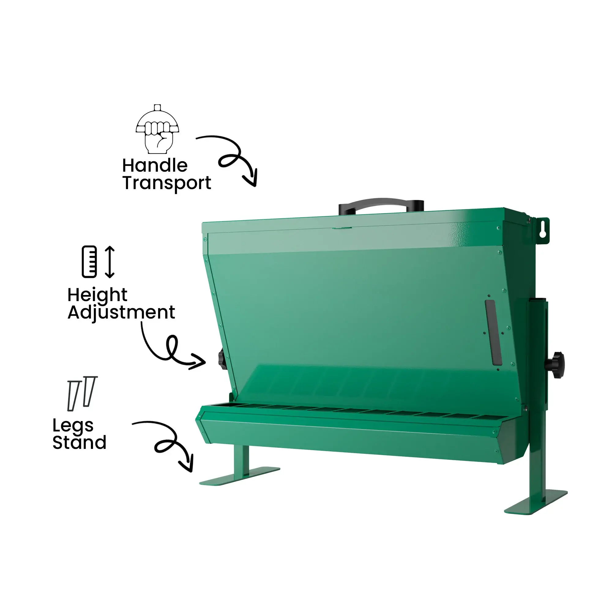 Green Hanging Bird Feeders Metal Poultry Hopper Feeder For Wall/Floor Mount CF-1 12kg Capacity