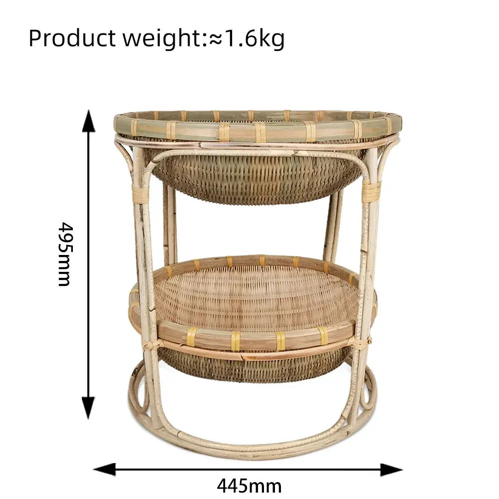 ICLE--New Arrivals Natural Handmade Bamboo Cat Tree House Pet Bed Indoor Mattress Eco Friendly Fruit Basket 2 Tiers