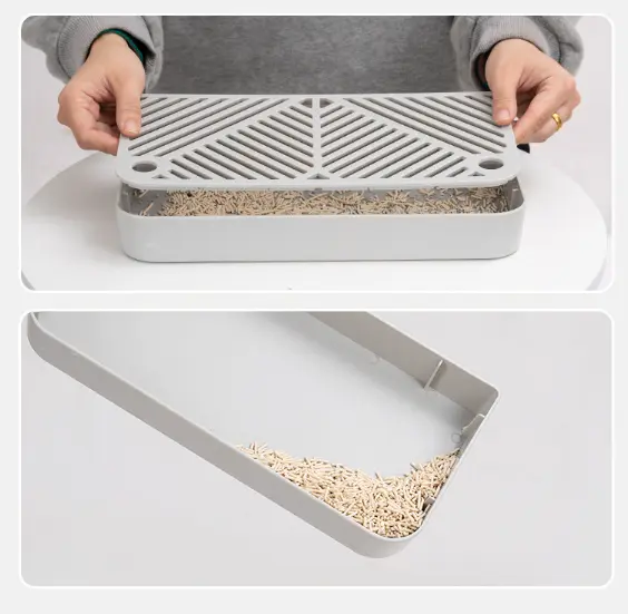Stainless Steel Litter Box Cat Litter Box Enclosure with Lid Easy Cleaning Kitty Litter Box Anti-Leakage Including Scoop