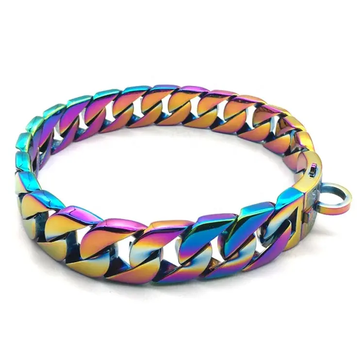 Purple Colour Stainless Steel Casting Cuban Link Dog Chains of Dog Collar And Leash Sets With Logo Letter Custom Pet Collar