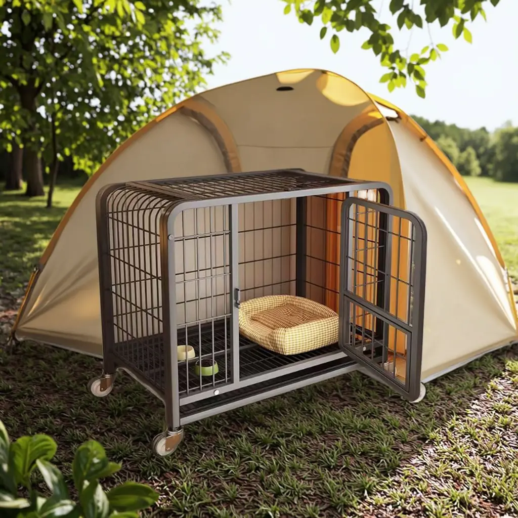 Large Heavy-Duty Double Door Metal Folding XXL Pet Dog Cage