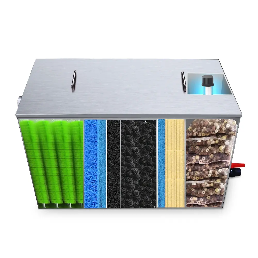 QLOZONE customizable aquarium fish pond filter system 5000L/H stainless steel bacteria house bio porous ceramic koi pond filter