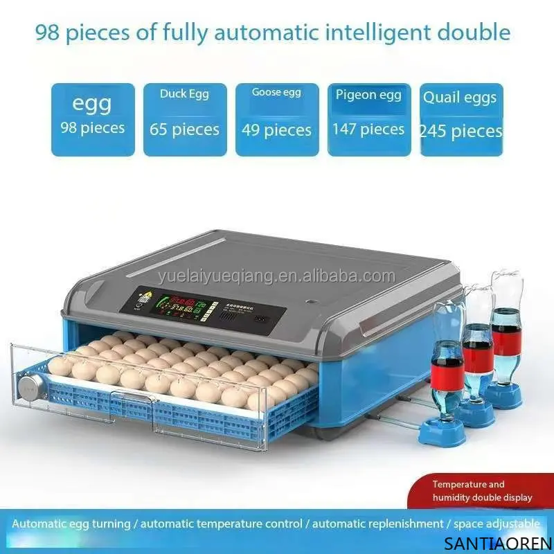Higher Hatching Rate  Automatic Water Supply 98 Capacity Egg IncubatorAutomatic Intelligent Small Home Incubator 220V/110V/12V