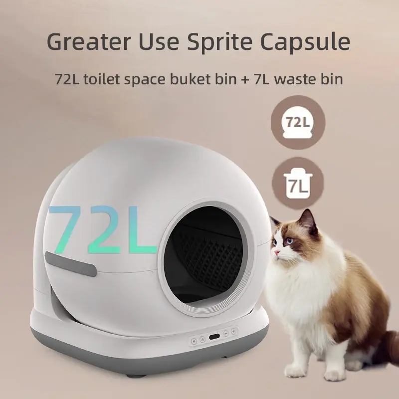 OEM Cat Litter Box Self Cleaning Smart Cat Litter Box Toilet Robot APP Control 72L Large Automatic Cat Litter Box Self-cleaning