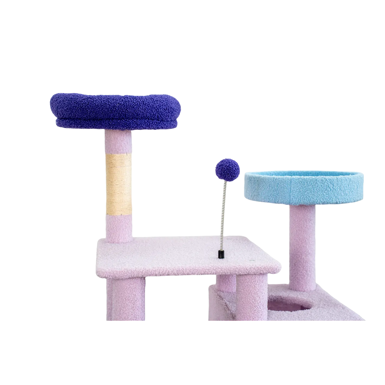 Modern Luxury Purple Cat Tree Large Cat Relaxing Climbing Tower with Sisal Scratching Post Classic Cat Condo Furniture