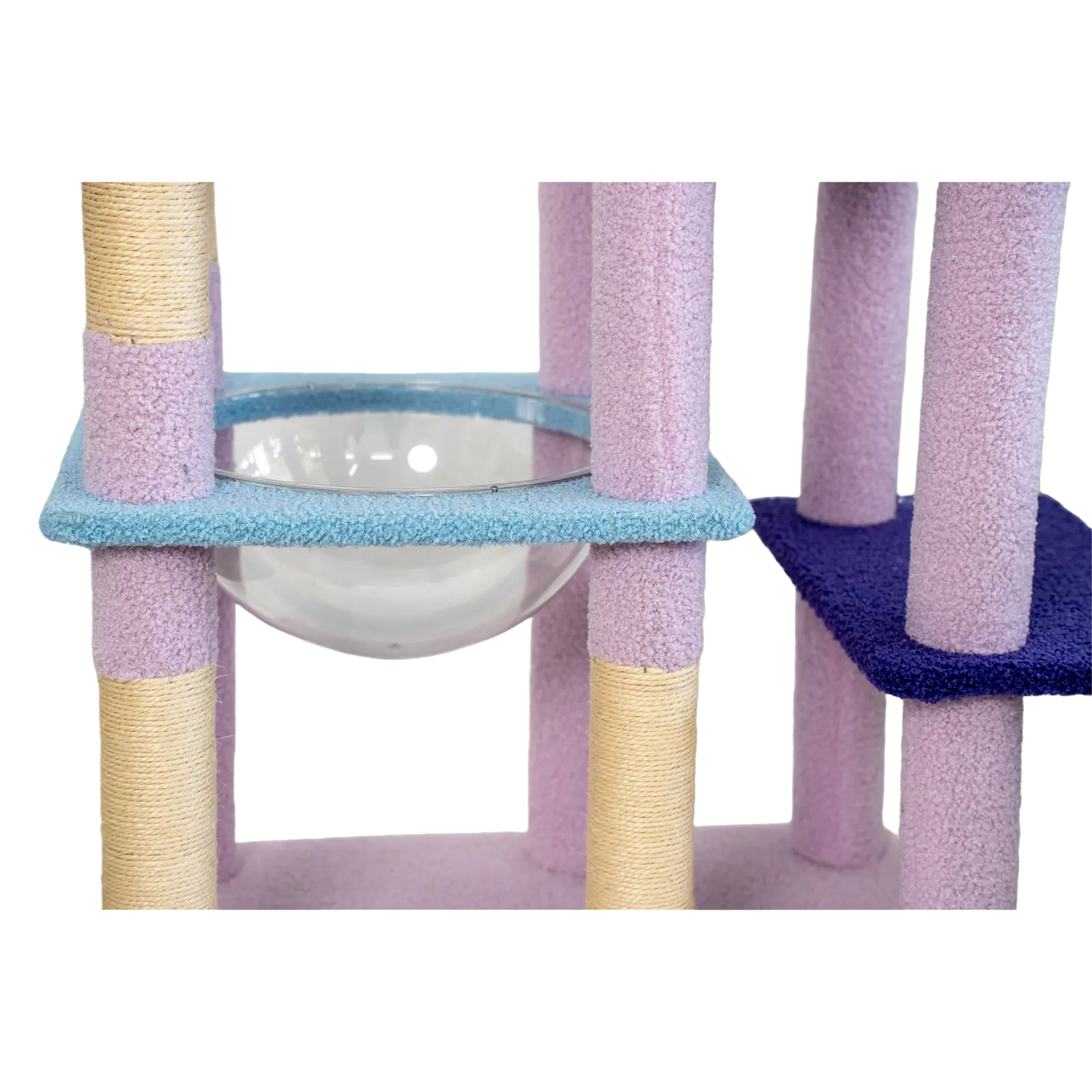 Modern Luxury Purple Cat Tree Large Cat Relaxing Climbing Tower with Sisal Scratching Post Classic Cat Condo Furniture