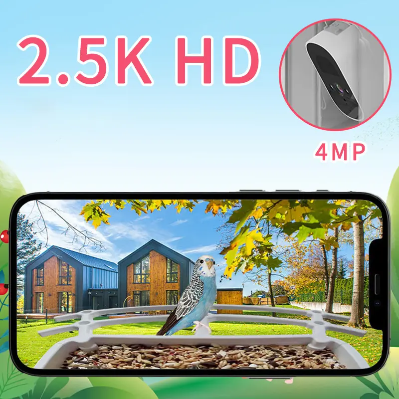 IP65 Waterproof Outdoor APP Control Smart Bird Feeder with Camera Solar Power Color Night Vision AI Identify Bird Species