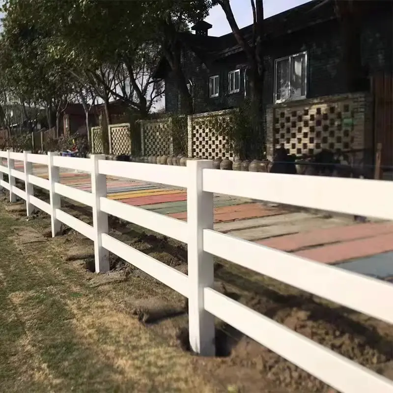 Customized size PVC horse farm fence Equestrian field fence Cattle and sheep protective breeding fence isolation farm railing