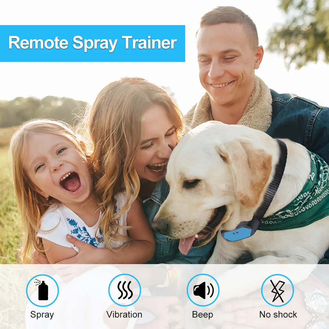 2023 Pet Products Remote Dog Training Collar Waterproof Rechargeable Spray Anti Barking Device Trainer for Dogs