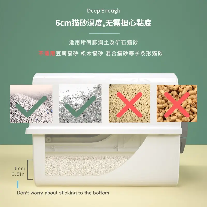 Large Capacity Cat Litter Box Closed Plastic Sand Box for Cats Pet Toilet Anti Splash Cat Tray Cleaning Bath Basin Supplies