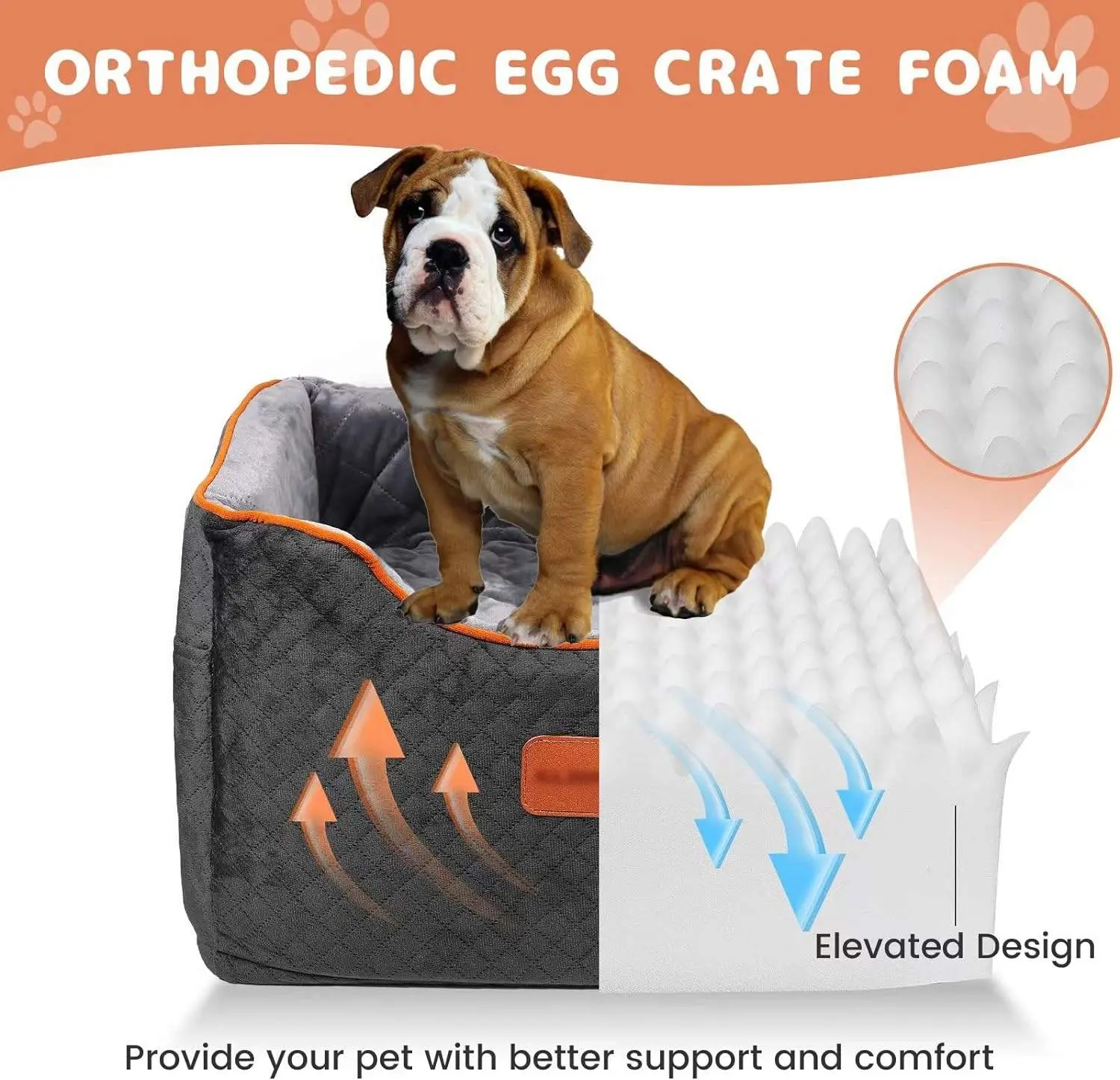 New Design Memory Foam Dog Travel Carrier Bag Dog Car Booster Seat with Non-Slip Bottom