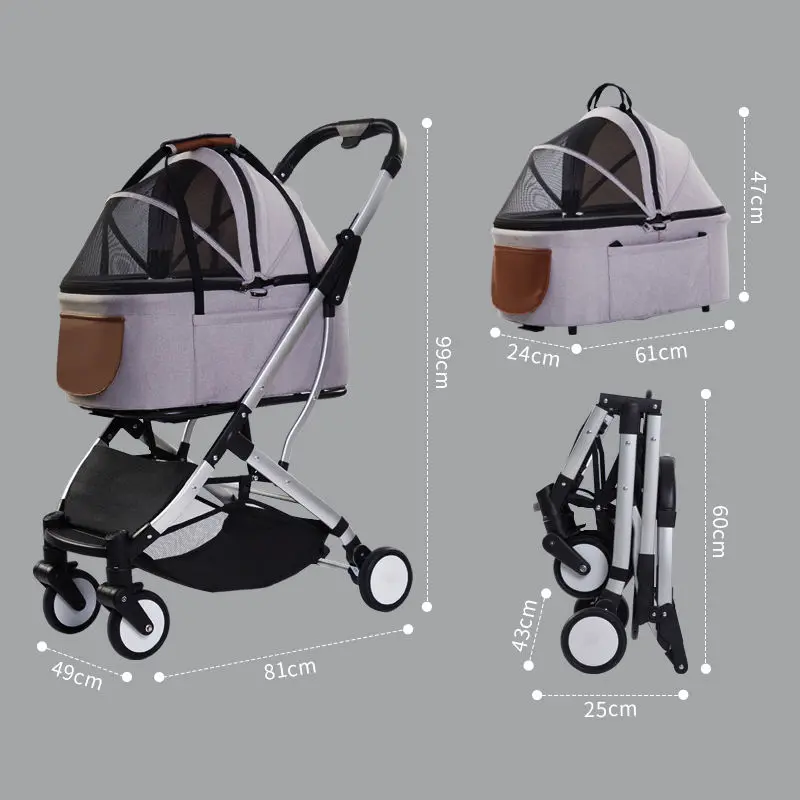 Premium 4 Wheel Small Pet Stroller for Cat/Pet Fold Travel Stroller Pet Carrier