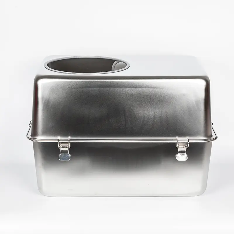 Large Capacity Detachable Stainless Steel Cat Litter Box with Cat Litter Scoop Easy to Clean Toilet for Medium Large Cats