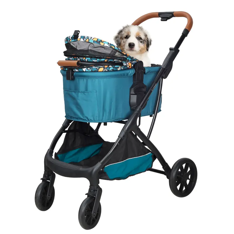 Aluminum Tube Pet Stroller Carrier 4 Wheels Detachable Car Bag Travel Folding Transportation Car Pet Stroller for Dogs