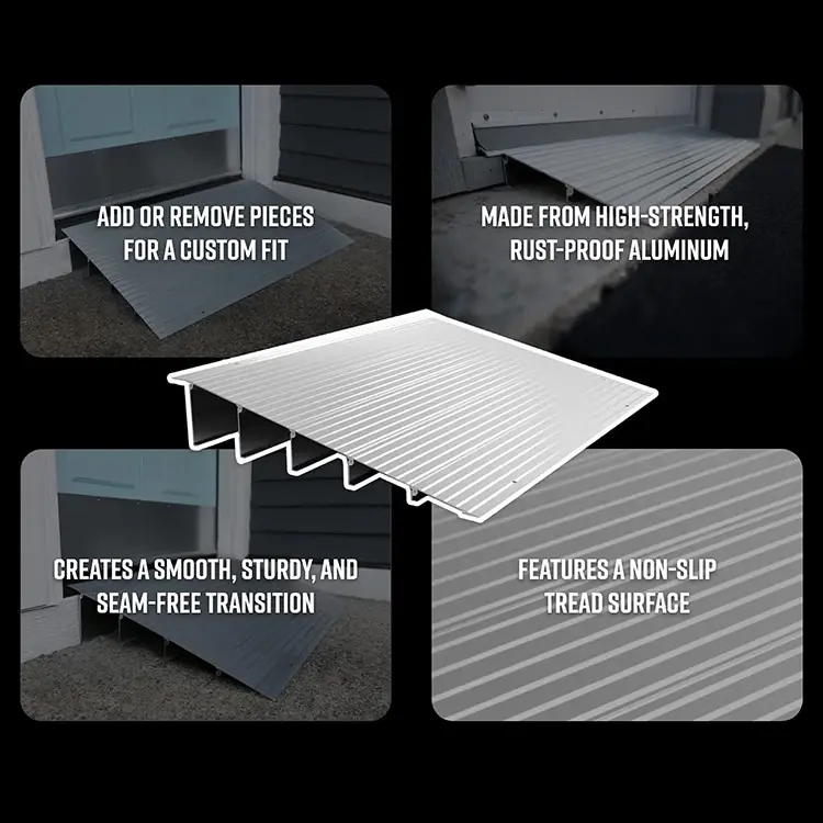 Chinese Factory Hot Sale Aluminum 2 Inch Wheelchair Ramp for Home Entry Lightweight Portable Handicap Ramps