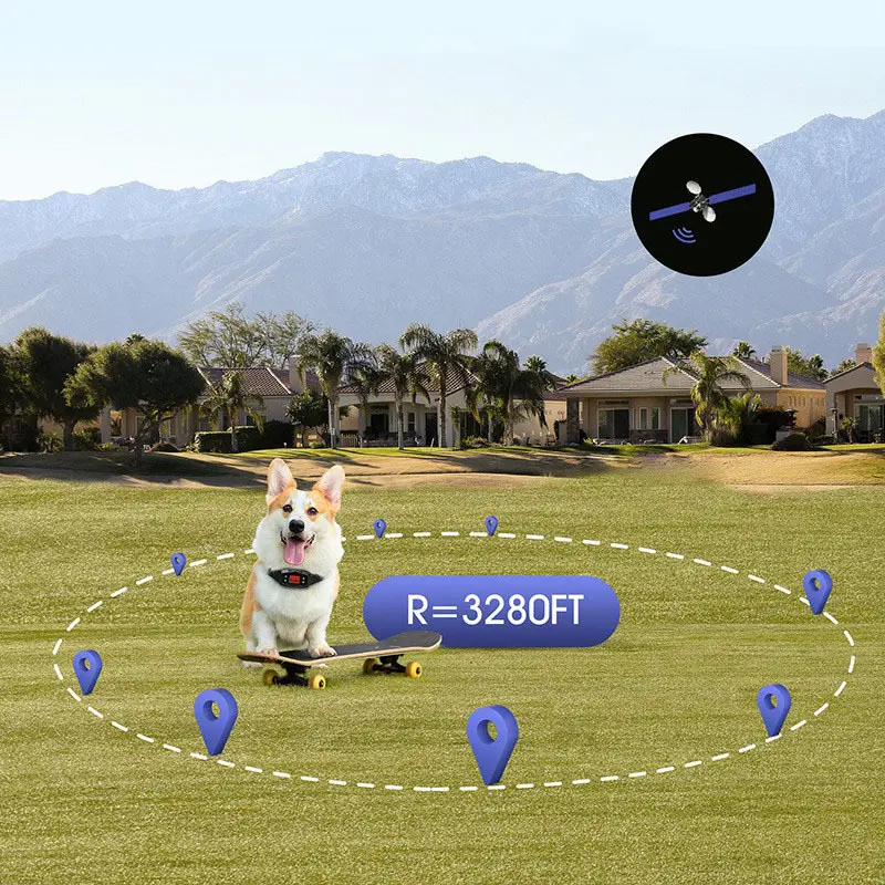 Pet Training Collar Outdoor Wireless GPS Electric Pet Dog Fence Rechargeable Dog Training Dog Shock Collar