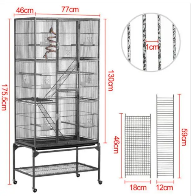Bird cage parrot supplies extra large three floor layer cage for bird playing and breeding and squirrel cage with separate shelf