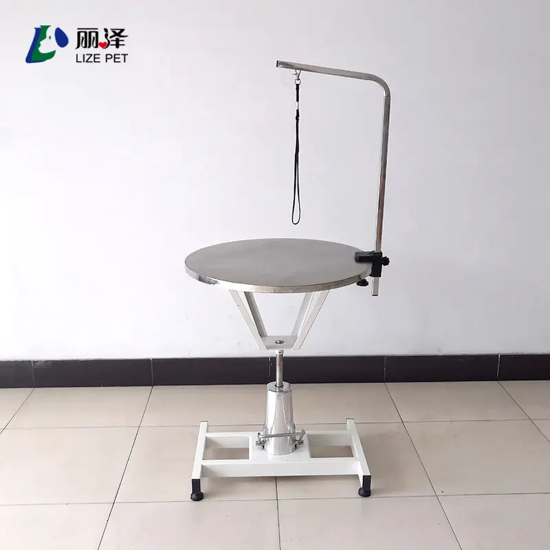 Stainless Steel Round Table Hydraulic Lifting Pet Grooming Tables Puppy Grooming for Sale Pet Supplies Cat Beauty Table