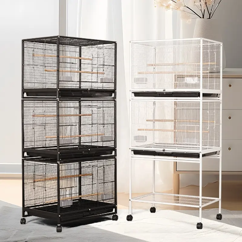 Bird Accessories 3-Layer Cages Stackable Bird Breeding Cage Simple Portable Canary Bird Cage