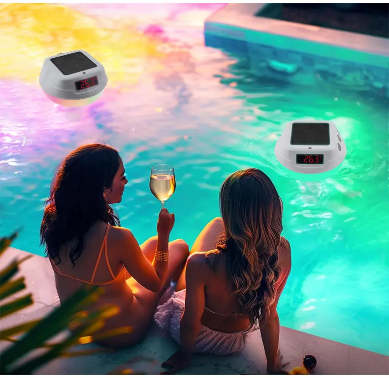 Smart Wireless Pool Thermometer with Solar Power and LED Display IP68 Waterproof Floating Water Thermometer