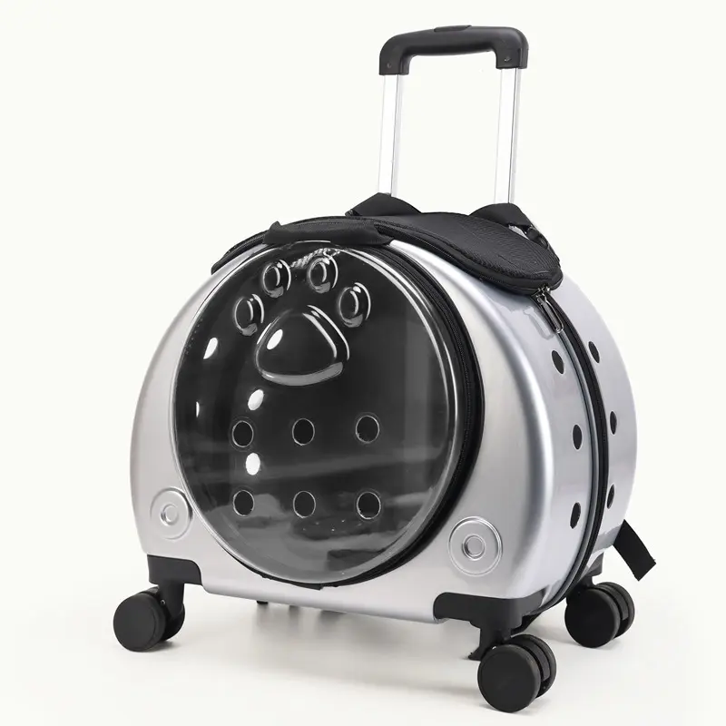 Pet Traveling Bags Easy Carrying Transparent Suitcase Large Space Pet Bags Dog Cat Carriers With Wheels