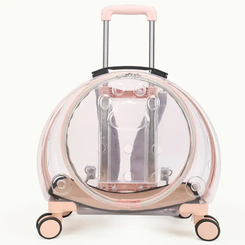 Pet Traveling Bags Easy Carrying Transparent Suitcase Large Space Pet Bags Dog Cat Carriers With Wheels